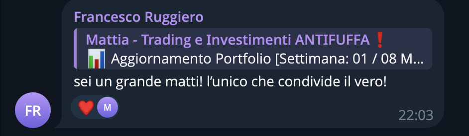 Messaggio reale dalla community
